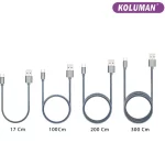 کابل تایپ سی کلومن مدل KD-19-اندازه ها کابل ها